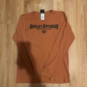 Vintage Harley-Davidson Men's Rust Long Sleeve Tee